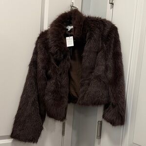 Luxurious Brown Faux Fur Jacket